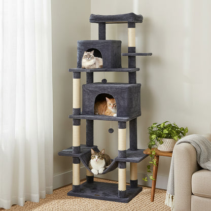 Large Cat Tree for Indoor Cats 70" Tall Cat Tower-Dark Gray