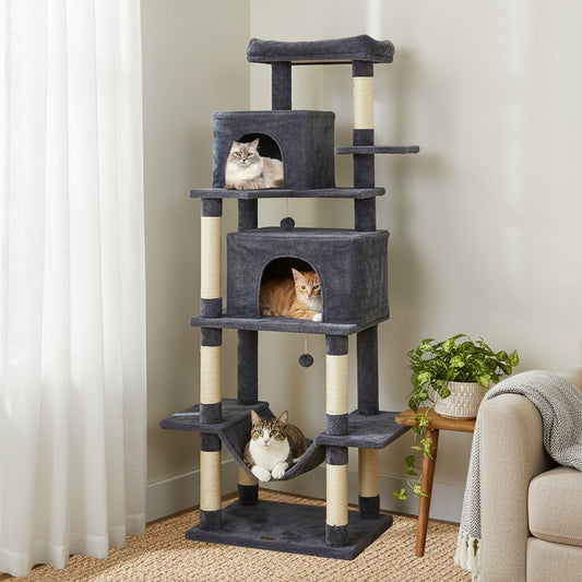 Large Cat Tree for Indoor Cats 70" Tall Cat Tower-Dark Gray