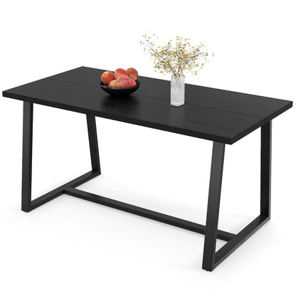 Large Dining Table with Heavy-duty Metal Frame and Anti-slip Foot Pads-Coffee - Black