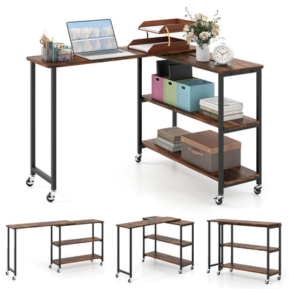 Patented Large 360-Degree Free Rotating Sofa Side Table with Wheels and Storage Shelf