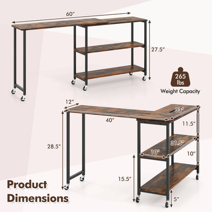 Patented Large 360-Degree Free Rotating Sofa Side Table with Wheels and Storage Shelf
