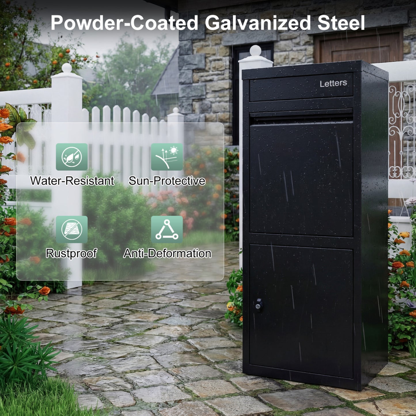 Large Galvanized Package Delivery Box for Outside with Anti-Theft Design