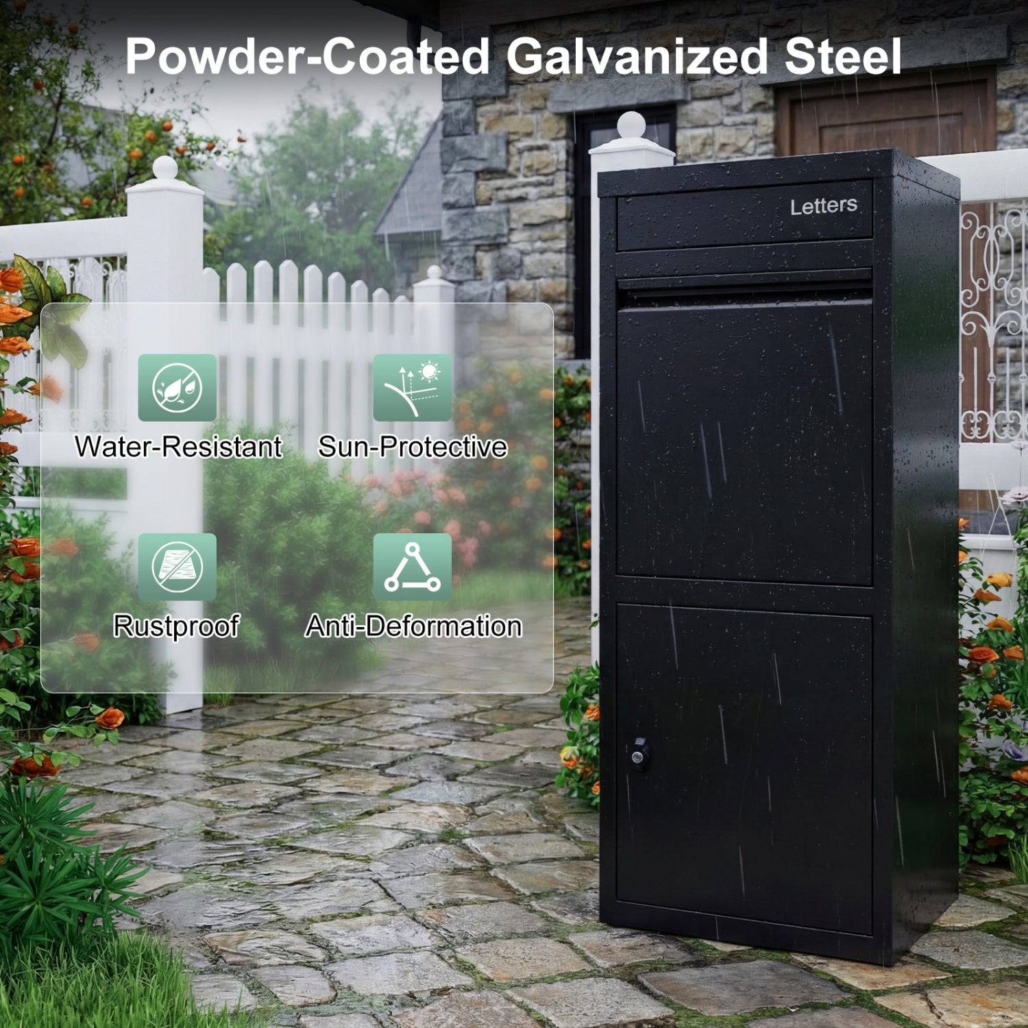 Large Galvanized Package Delivery Box for Outside with Anti-Theft Design