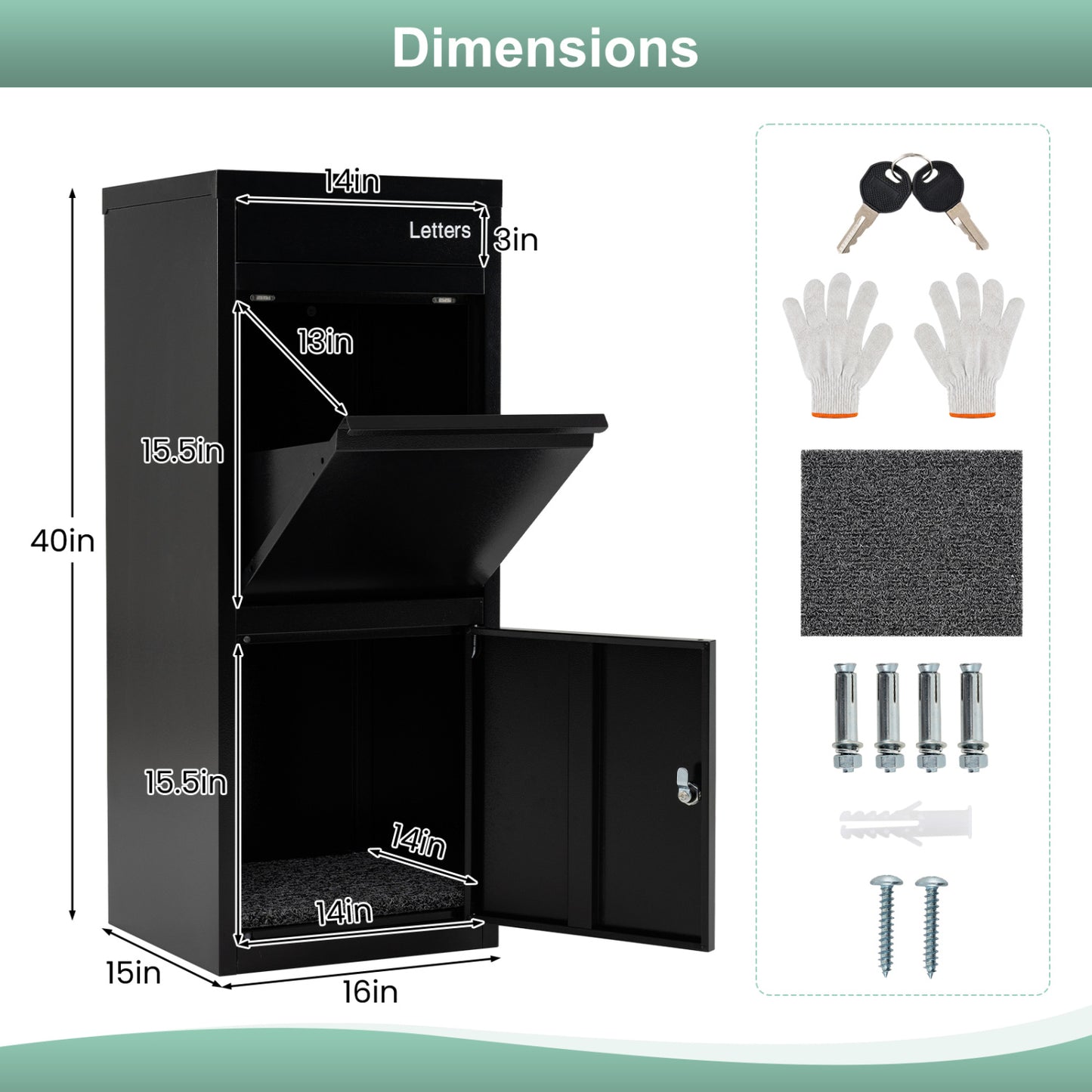 Large Galvanized Package Delivery Box for Outside with Anti-Theft Design