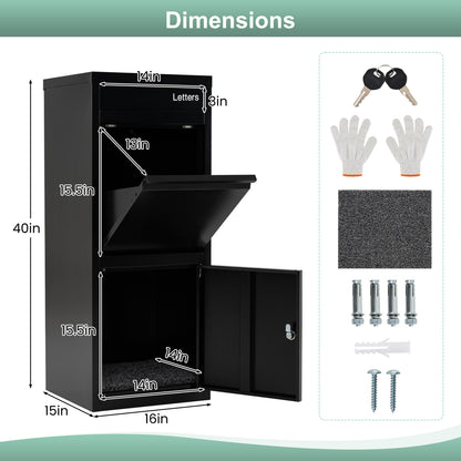 Large Galvanized Package Delivery Box for Outside with Anti-Theft Design
