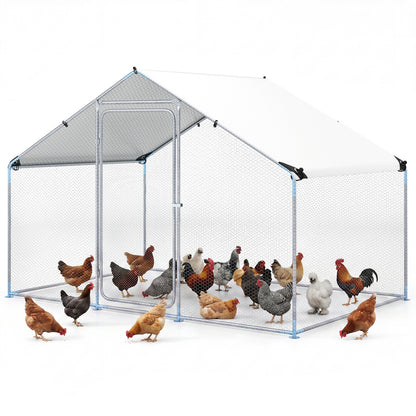 Large Metal Chicken Coop 9.8 x 6.7 Ft with Waterproof Cover