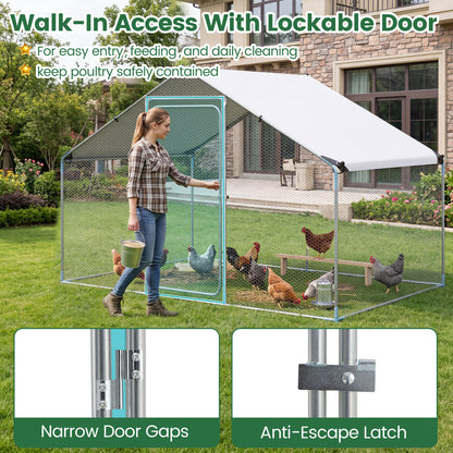 Large Metal Chicken Coop 9.8 x 6.7 Ft with Waterproof Cover