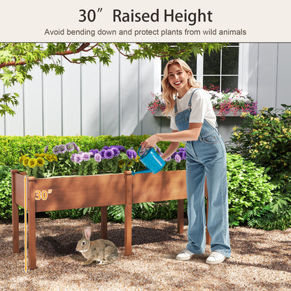 Large Raised Garden Bed with Drainage Holes and 6 Supporting Legs-Brown