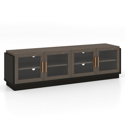 Large TV Stand for TVs up to 75 Inch with 4 Tempered Glass Doors for Living Room-Gray - Gray