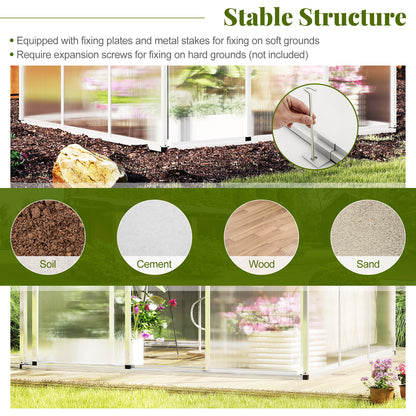 Large Walk-in Green House with Rain Gutters and Polycarbonate Panels