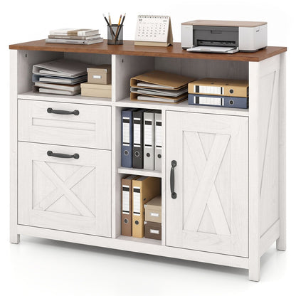Lateral File Cabinet with 2 Drawers and Single-Door Cabinet for Letter/A4
