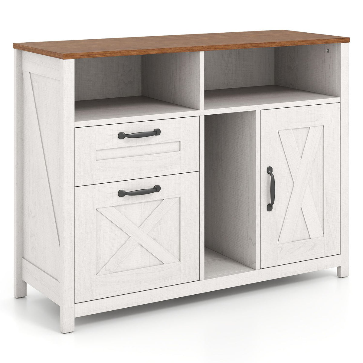 Lateral File Cabinet with 2 Drawers and Single-Door Cabinet for Letter/A4