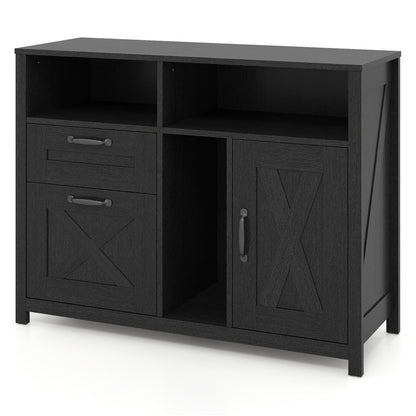 Lateral File Cabinet with 2 Drawers and Single-Door Cabinet for Letter/A4