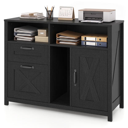 Lateral File Cabinet with 2 Drawers and Single-Door Cabinet for Letter/A4