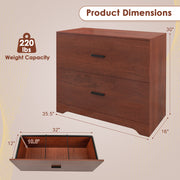 2-Drawer Lateral File Cabinet with Adjustable Bars for Home and Office-Walnut