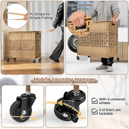 2-Section Laundry Hamper with Removable Bags, 110L