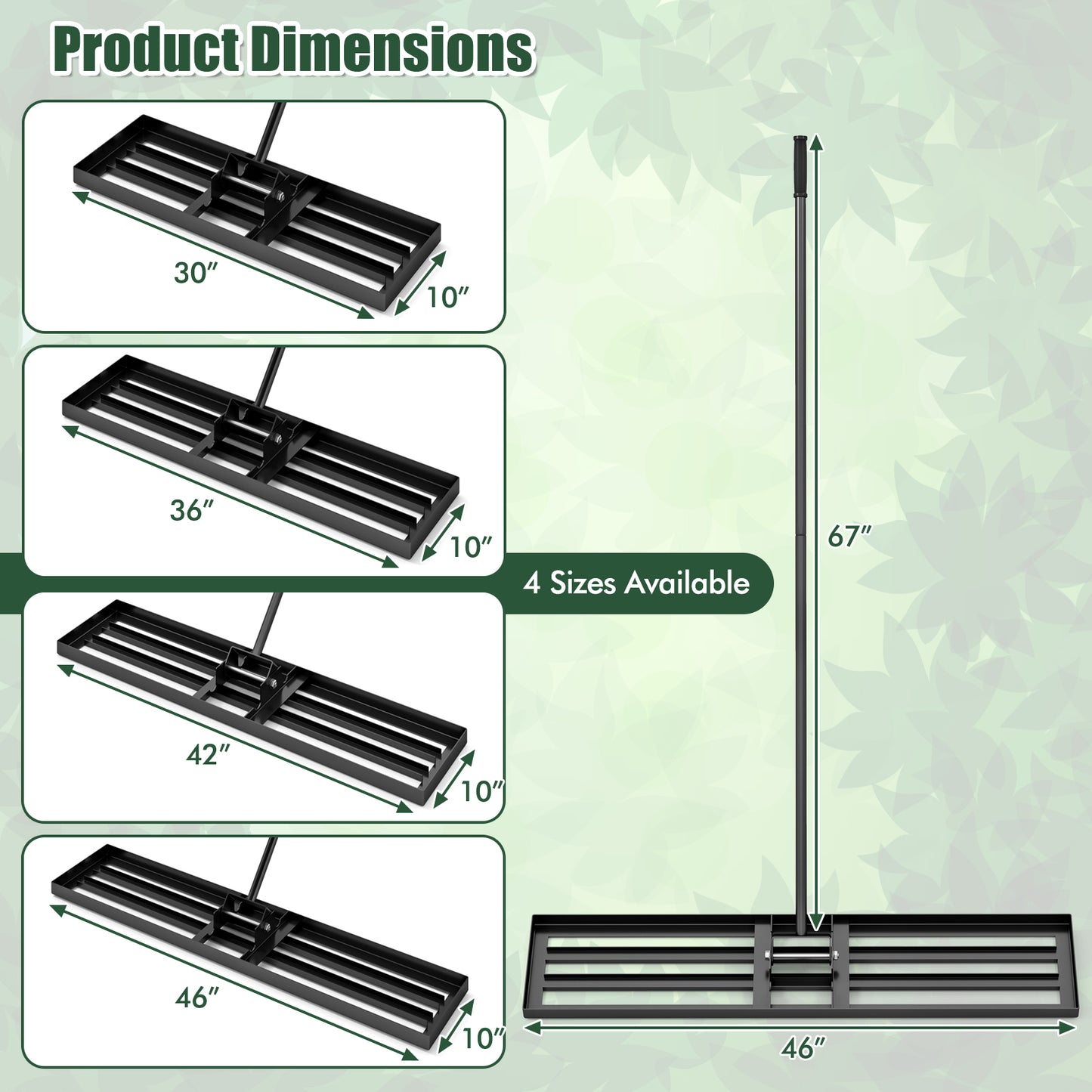 Lawn Leveling Rake 46 x 10 Inch Heavy Duty Lawn Level Tool for Soil