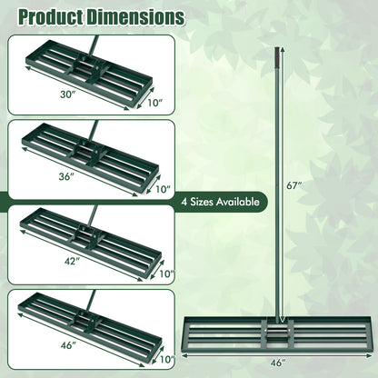 Lawn Leveling Rake 46 x 10 Inch Heavy Duty Lawn Level Tool for Soil-Silver - Green
