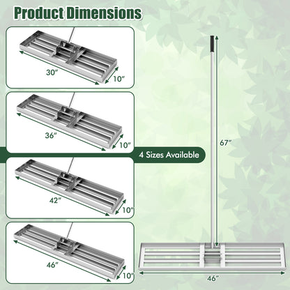 Lawn Leveling Rake 46 x 10 Inch Heavy Duty Lawn Level Tool for Soil-Silver - Silver