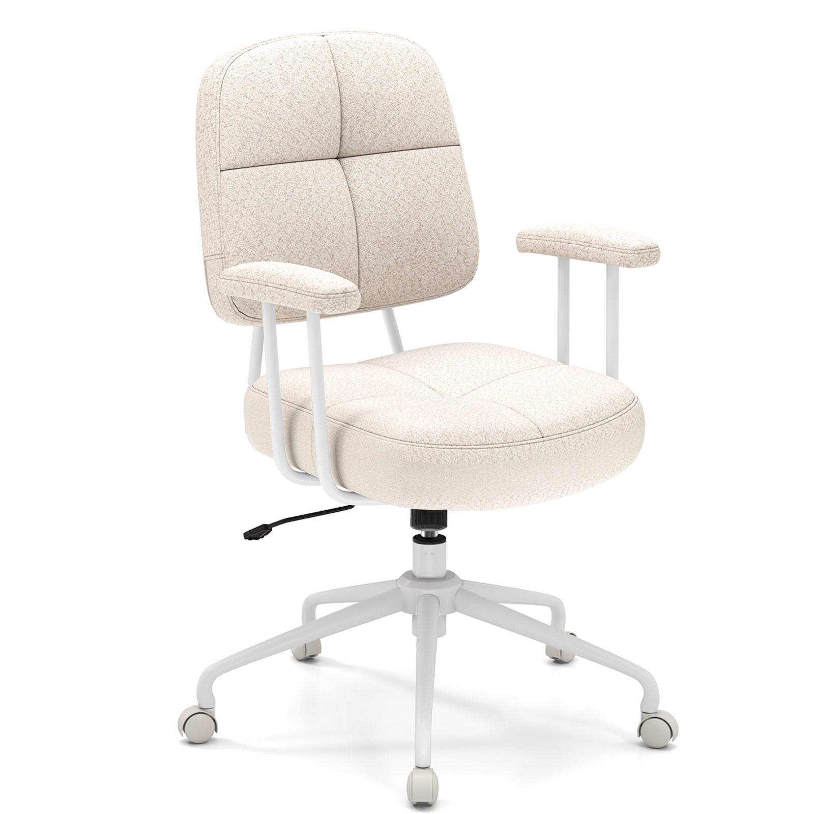 Leathaire Upholstered Task Home Office Chair with Cushioned Back-Brown - Beige
