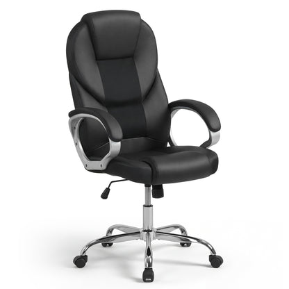 Leather Office Chair Ergonomic Mesh Executive Chair with Padded Armrests and Rocking Backrest