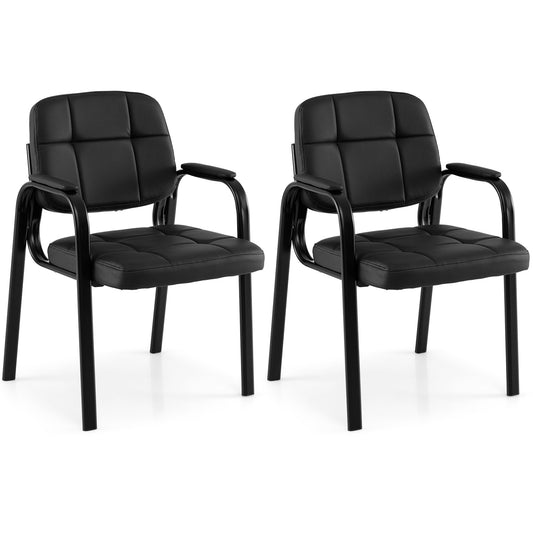 Leather Office Reception Chairs Waiting Room Guest Chairs Set of 2