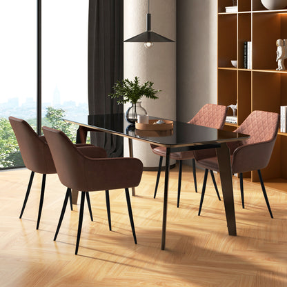 Leisure Dining Chair Set of 2 with Curved Backrest and Wide Seat