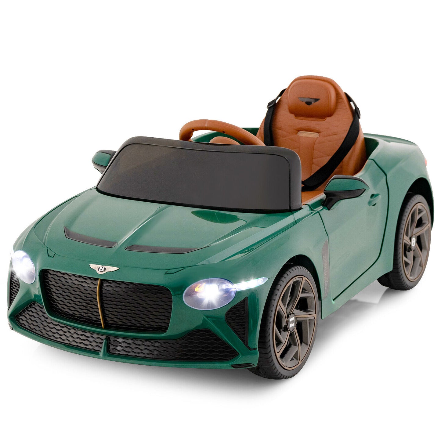 12V Powered Car Kids Ride-on Racer Car Licensed Bentley Bacalar-Green - Green