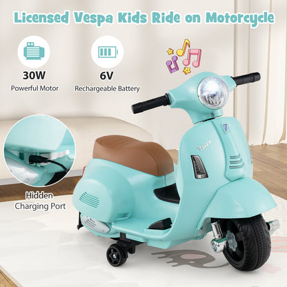Kids Ride on Motorcycle Licensed Vespa with LED Headlight and Horn Sound