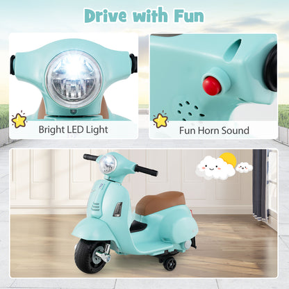 Kids Ride on Motorcycle Licensed Vespa with LED Headlight and Horn Sound