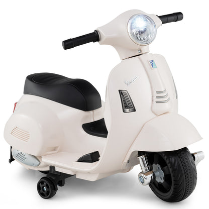 Kids Ride on Motorcycle Licensed Vespa with LED Headlight and Horn Sound-Pink - White