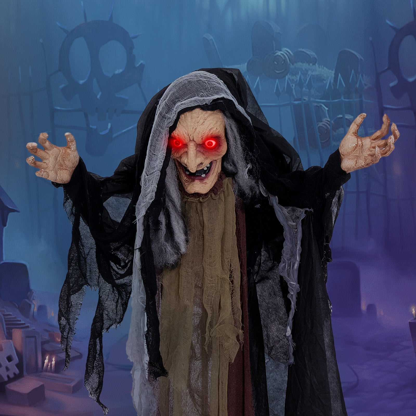 Life Size Animatronic Witch with Pre-Recorded Phrases