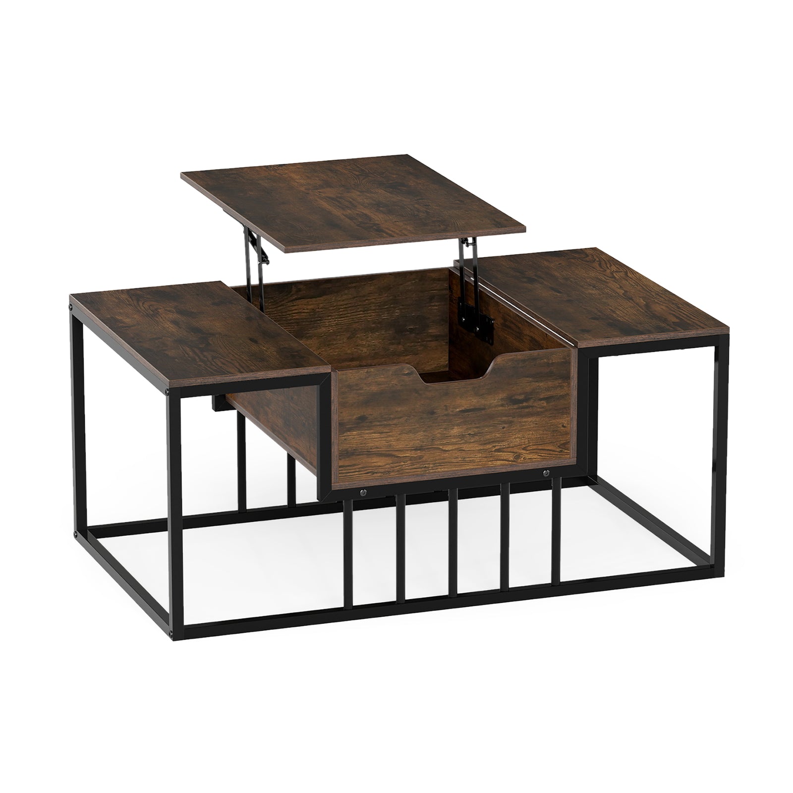 Lift Top Coffee Table Modern Center Table with Hidden Storage Compartment-Rusitc Brown