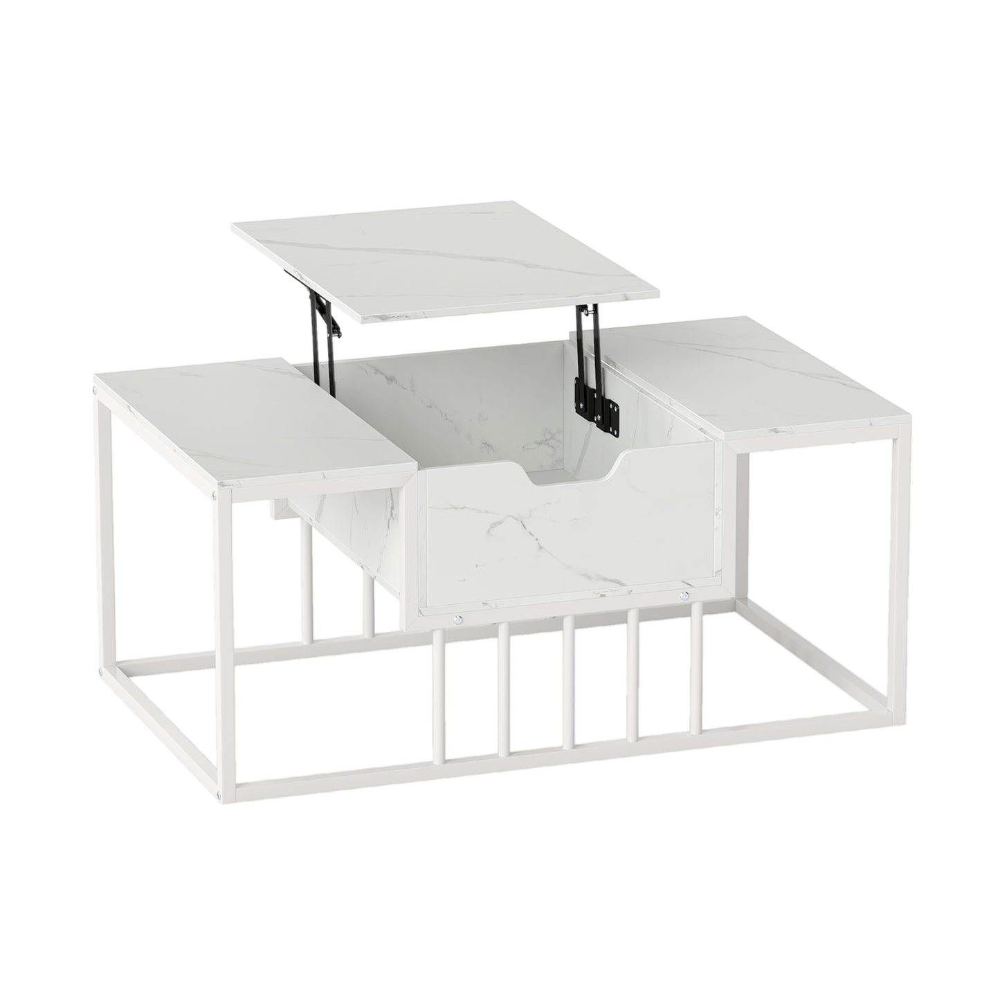 Lift Top Coffee Table Modern Center Table with Hidden Storage Compartment-White