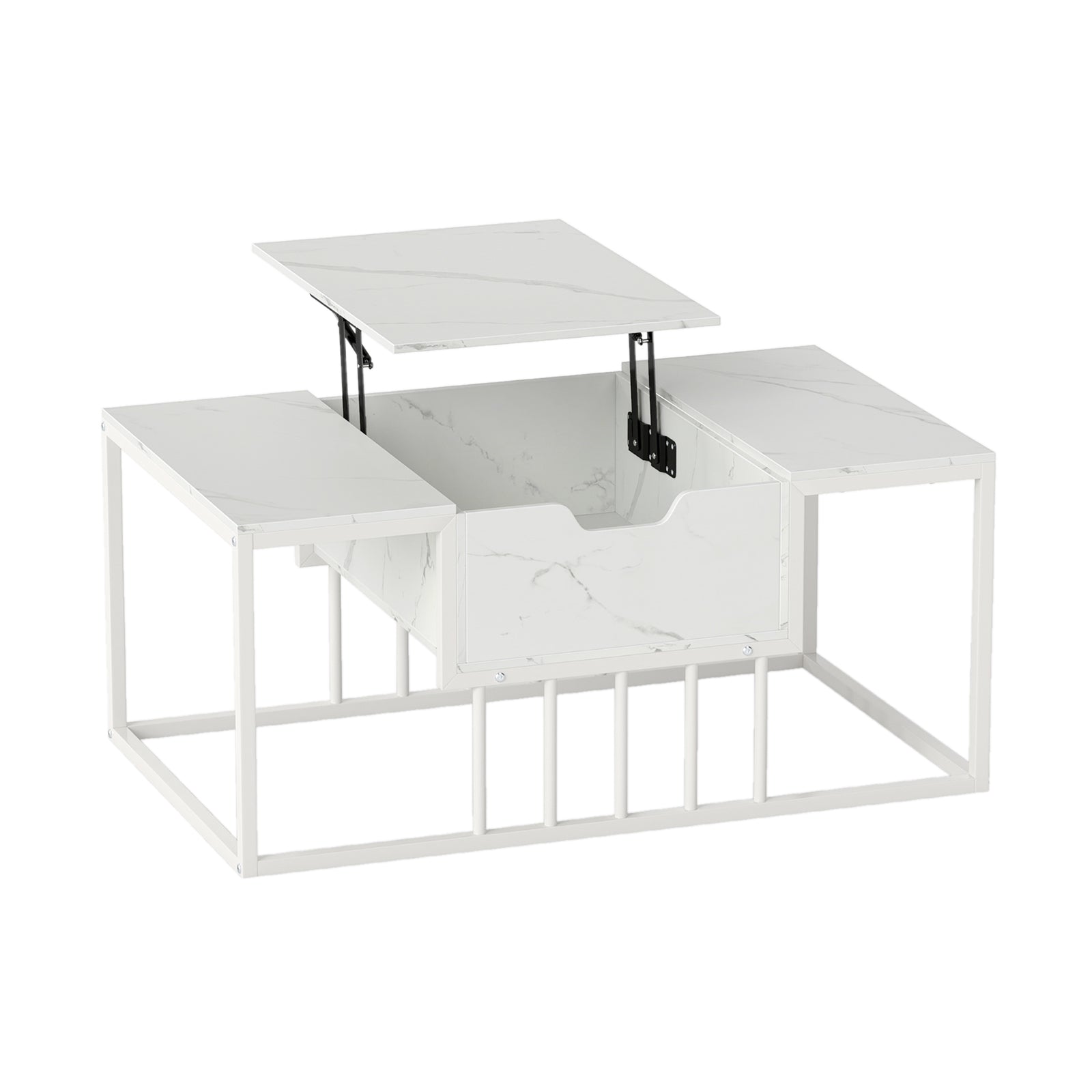 Lift Top Coffee Table Modern Center Table with Hidden Storage Compartment-White