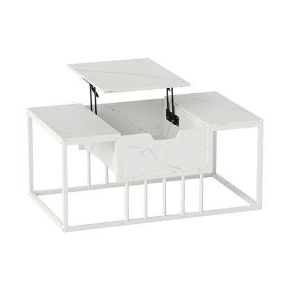 Lift Top Coffee Table Modern Center Table with Hidden Storage Compartment-White