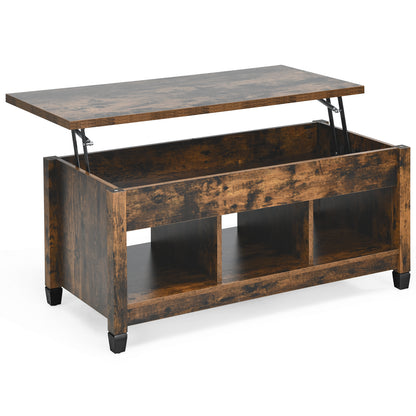Coffee Table with Hidden Storage Compartment-Coffee - Brown