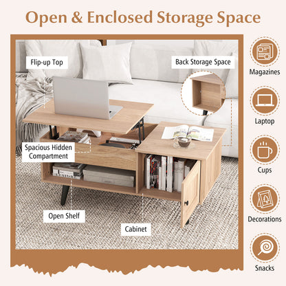 Lift Top Coffee Table with Storage and Hidden Compartment