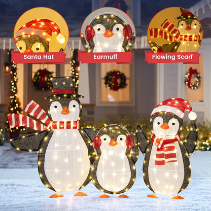 Light up Penguins Christmas Decorations with 194 LED Lights and Zip Ties