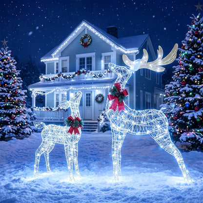 Lighted Christmas Reindeer Set with 170 Cold White LED Lights