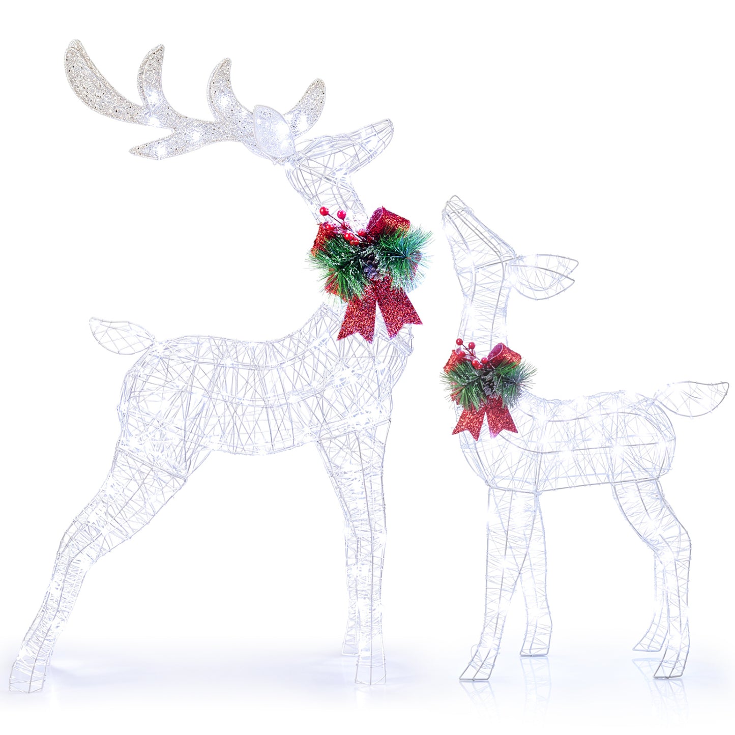 Lighted Christmas Reindeer Set with 170 Cold White LED Lights