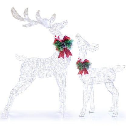 Lighted Christmas Reindeer Set with 170 Cold White LED Lights