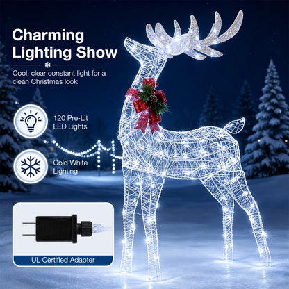 Lighted Christmas Reindeer Set with 170 Cold White LED Lights