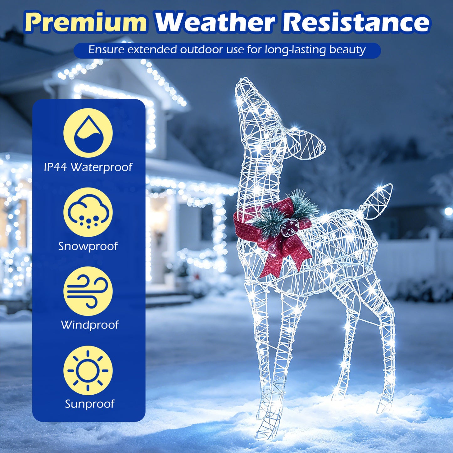 Lighted Christmas Reindeer Set with 170 Cold White LED Lights