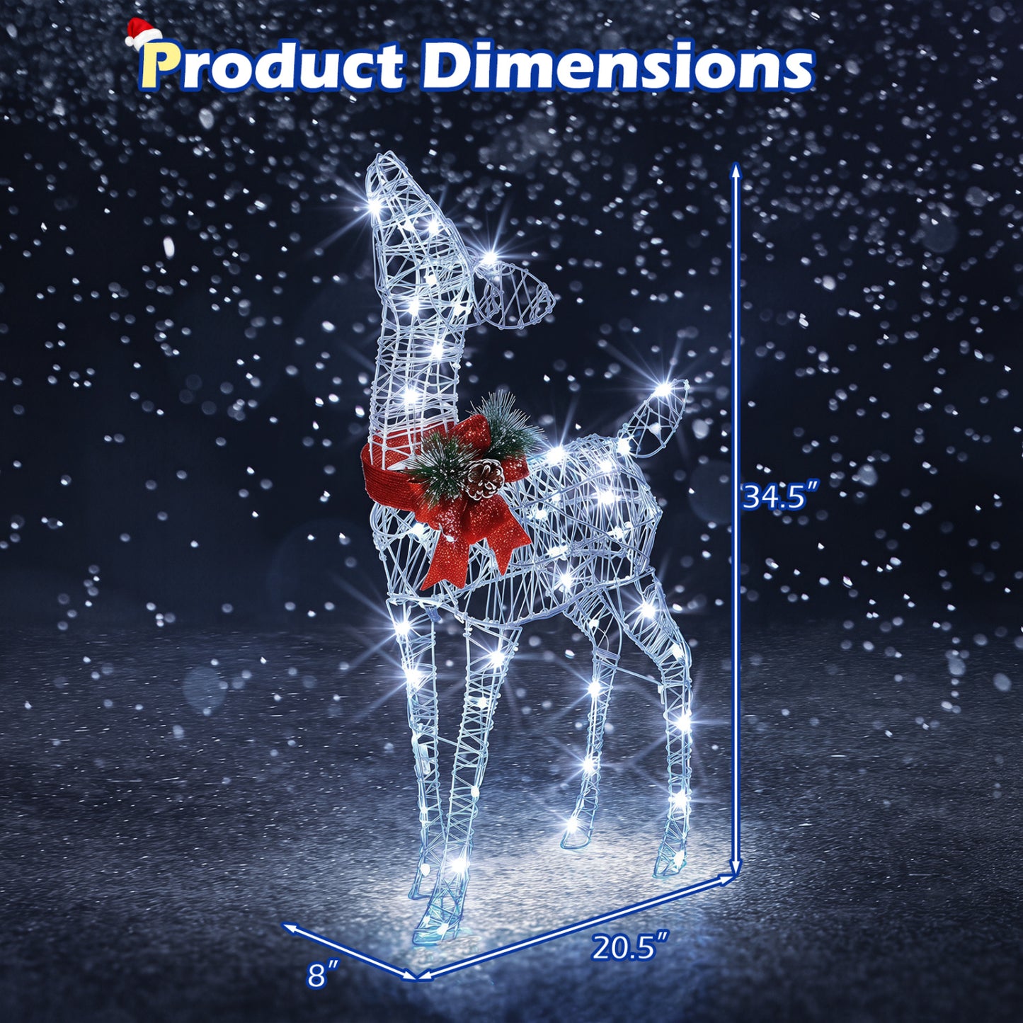 Lighted Christmas Reindeer Set with 170 Cold White LED Lights