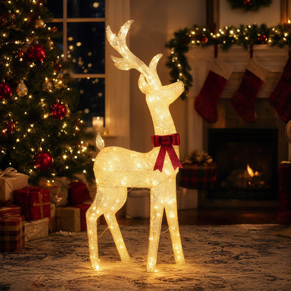 Lighted Golden Christmas Reindeer with 130 Warm Yellow LED Lights for Holiday