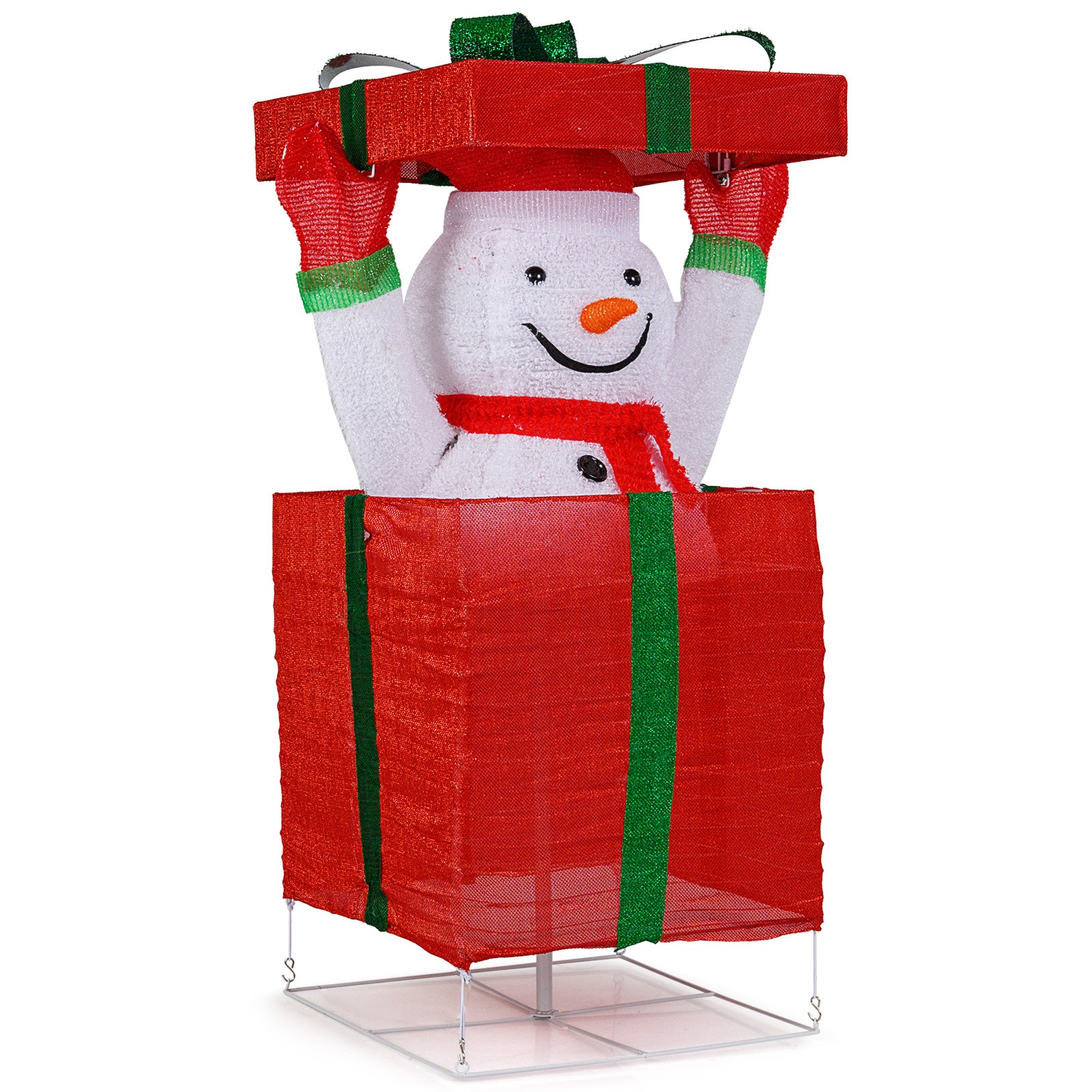 Lighted Snowman in Gift Box Christmas Decoration