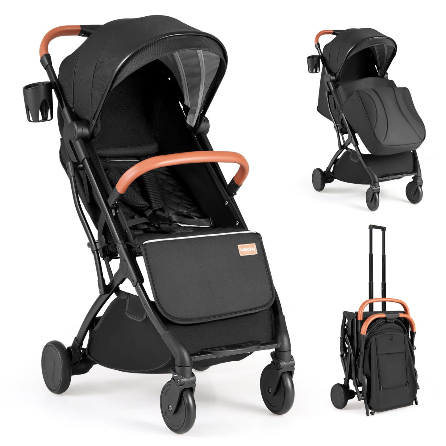Lightweight Baby Stroller Compact Travel Stroller with One-Hand Folding-Black