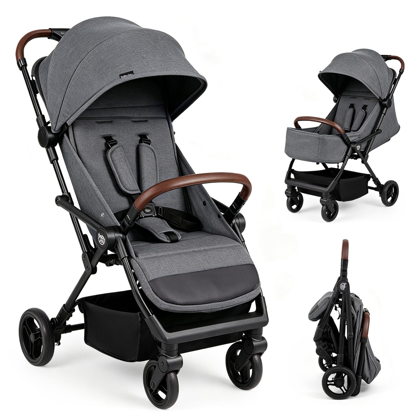 Lightweight Baby Stroller with One-Hand Folding and Canopy