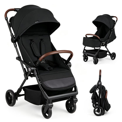 Lightweight Baby Stroller with One-Hand Folding and Canopy
